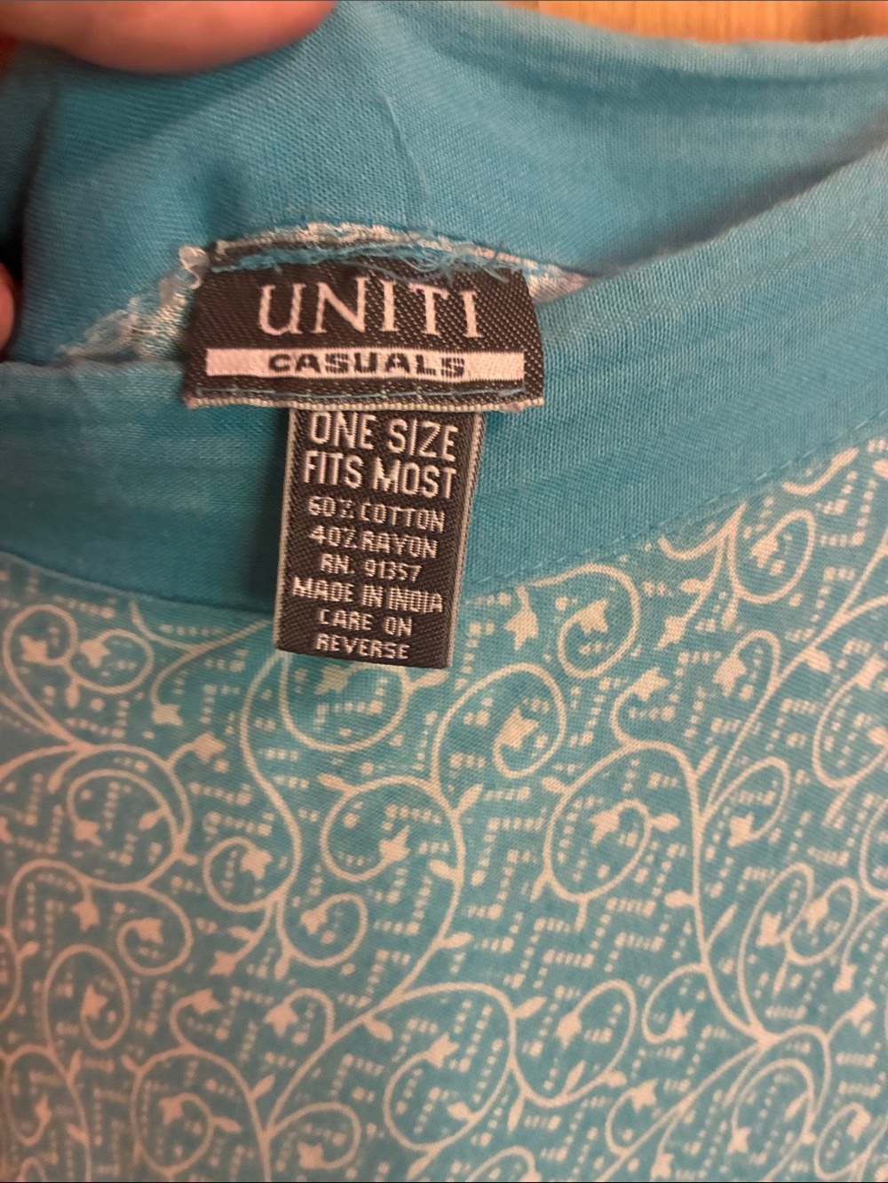 Vintage Light Teal Printed Asymmetric Maxi Skirt - Picture 6 of 6